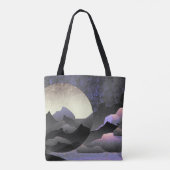 Whimsical Mond und Berge Abstrakte Kunst  Tasche (Rückseite)