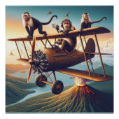 Whimsical Monkey Aviators erobern den Himmel! Poster (Vorderseite)