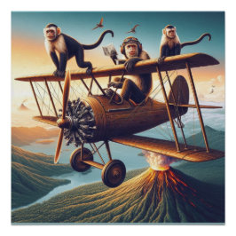 Whimsical Monkey Aviators erobern den Himmel! Poster