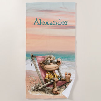 Whimsical Monkey Strand Szene Persönlich Strandtuch