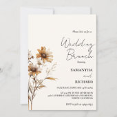 Whimsical Monogram BLack Wildblume Wedding Einladung (Vorderseite)