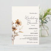 Whimsical Monogram BLack Wildblume Wedding Einladung (Stehend Vorderseite)