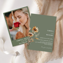 Whimsical Monogram Boho Green Wildblume Wedding