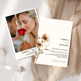 Whimsical Monogram Burnt orang Wildblume Hochzeit Einladung