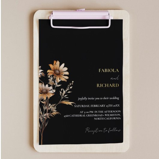 Whimsical Monogram Foto Wildblume Wedding Folieneinladung