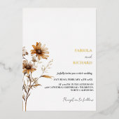 Whimsical Monogram Foto Wildblume Wedding Folieneinladung (Vorderseite)