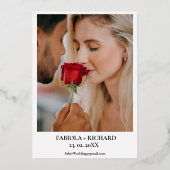 Whimsical Monogram Foto Wildblume Wedding Folieneinladung (Rückseite)