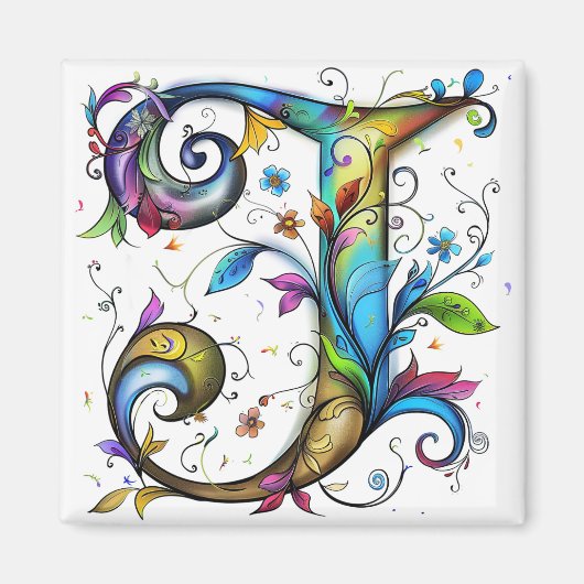 Whimsical Monogram J Magnet (Vorne)