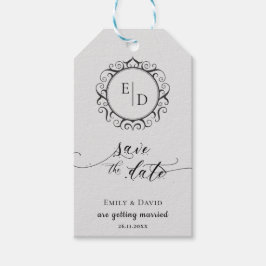 Whimsical Monogram Script Wedding Save the Date Geschenkanhänger