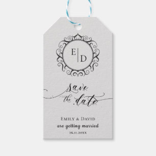 Whimsical Monogram Script Wedding Save the Date Geschenkanhänger