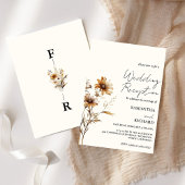 Whimsical Monogram Wildblume Hochzeitsempfang Einladung