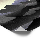 Whimsical Moon and Mountains Abstract Art Poster (Ecke)