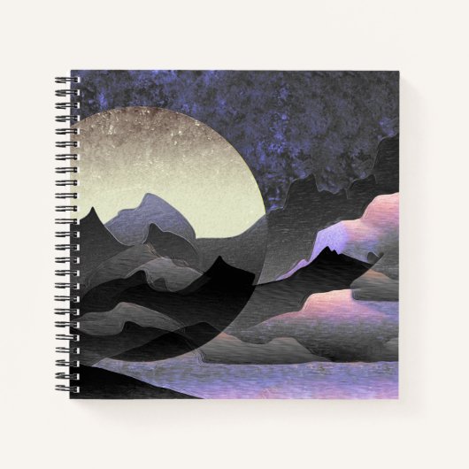 Whimsical Moon and Mountains Abstrakt Art Notizblock (Vorderseite)