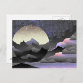 Whimsical Moon and Mountains Abstrakt Art Postkarte (Vorne/Hinten)