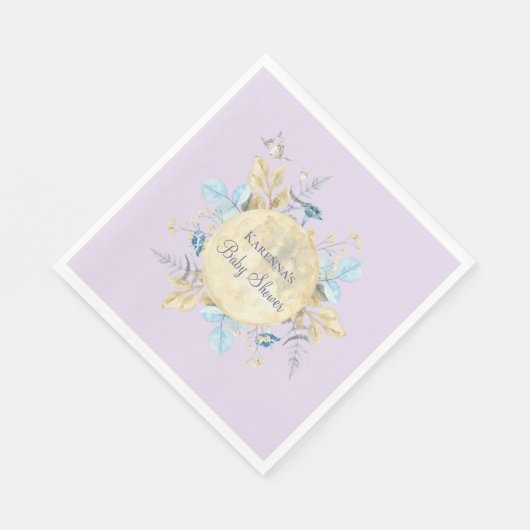 Whimsical Moon Lavender Lila Baby Dusche Serviette (Ecke)