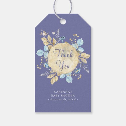 Whimsical Moon Lila Baby Dusche Vielen Dank Geschenkanhänger (Vorderseite)