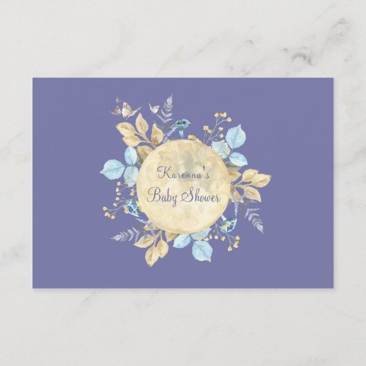 Whimsical Moon Lila Baby Showbücher für Baby Begleitkarte (Rückseite)