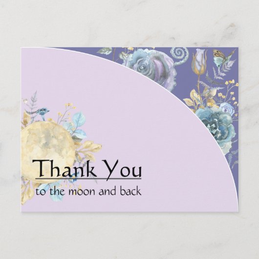 Whimsical Moon Lila Danke Postkarte (Vorderseite)