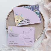 Whimsical Moon Lila Danke Postkarte