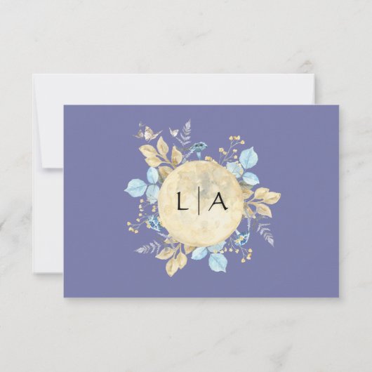 Whimsical Moon Lila Wedding RSVP (Rückseite)