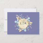 Whimsical Moon Lila Wedding RSVP Karte (Rückseite)