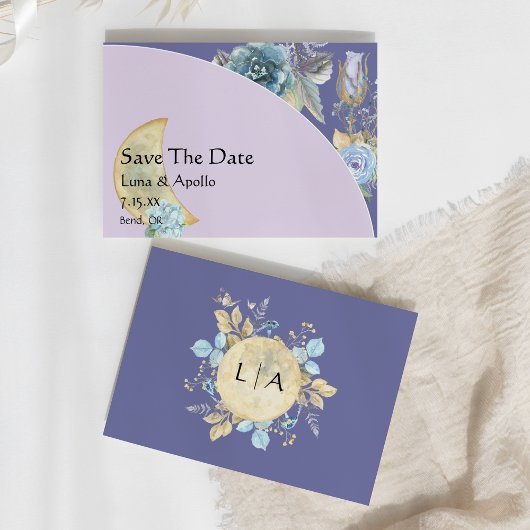 Whimsical Moon Lila Wedding Save The Date