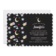 Whimsical Moon, Stars und Wolken am Schwarzen Gebu