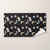 Whimsical Moon, Stars und Wolkenmuster auf schwarz Badhandtuch Set (Handtuch)