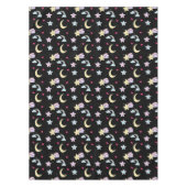 Whimsical Moon, Stars und Wolkenmuster auf schwarz Tischdecke (Vorderseite)