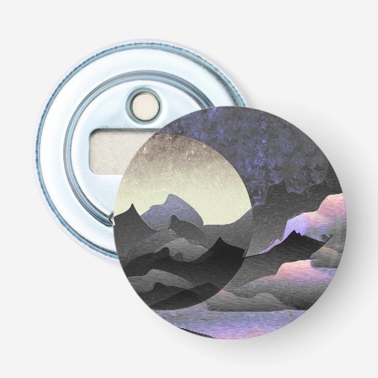 Whimsical Moon und Berge Kunst Flaschenöffner (Vorderseite)