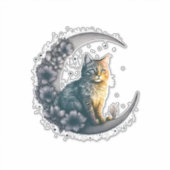 Whimsical Moonlit Cat Art Aufkleber (Vorderseite)