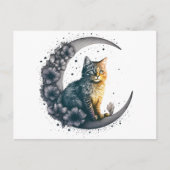 Whimsical Moonlit Cat Art Postkarte (Vorderseite)