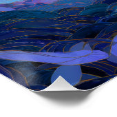 Whimsical Moonlit Dance Blue Fantasy Art Poster (Ecke)