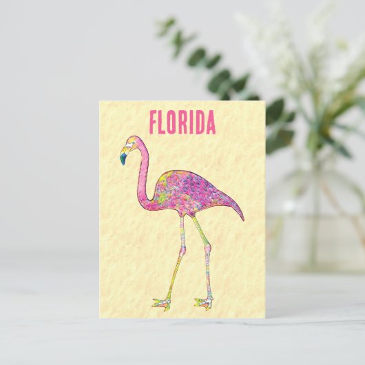 Whimsical Mosaic Flamingo Design Postkarte (Stehend Vorderseite)