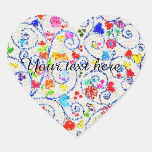 Whimsical Mosaic Floral Heart Sticker (Vorderseite)