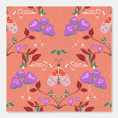 Whimsical Moth and Floral Pattern Tapete (Vorderseite)