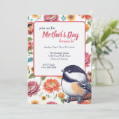 Whimsical Mother's Day Brunch Chickadee Einladung (Stehend Vorderseite)