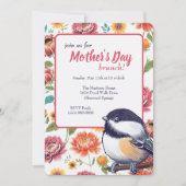 Whimsical Mother's Day Brunch Chickadee Einladung (Vorderseite)