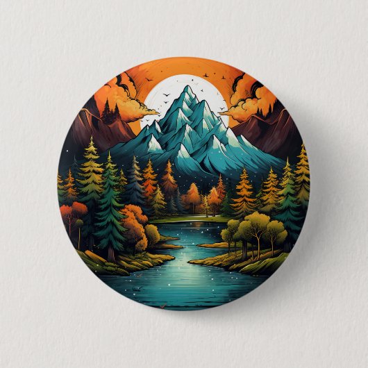Whimsical Mountain River Adventure Button (Vorderseite)