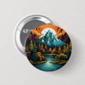 Whimsical Mountain River Adventure Button (Vorne & Hinten)