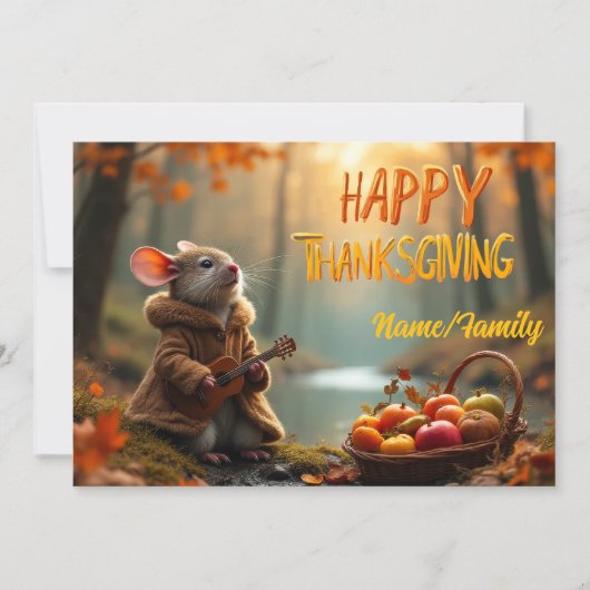 Whimsical Mouse Thanksgiving – Autumn Forest Celeb Karte (Vorderseite)