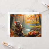 Whimsical Mouse Thanksgiving – Autumn Forest Celeb Karte (Vorderseite/Rückseite Beispiel)