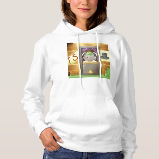 Whimsical Mouse Vendor – Cute Hat Booth Character Hoodie (Vorderseite)