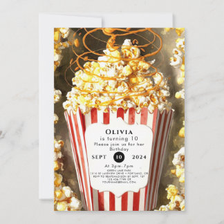 Whimsical Movie Night Popcorn Geburtstag Einladung