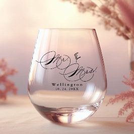 Whimsical Mr. & Mrs. Calligraphy Wedding Weinglas Ohne Stiel