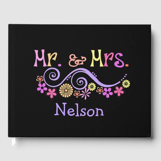 Whimsical Mr. und Mrs. Wedding Guest Book Gästebuch (Vorderseite)