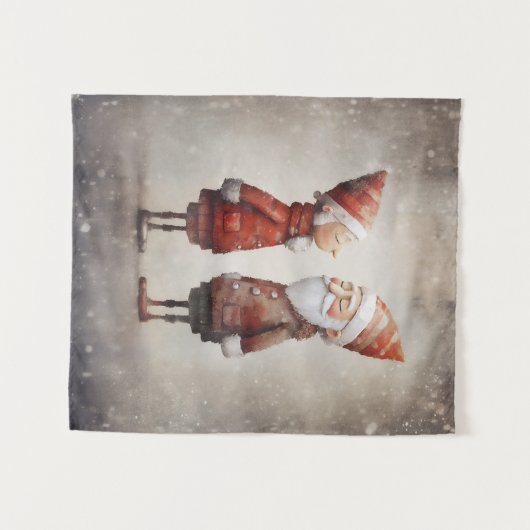 Whimsical Mrs. and Mr Claus Cartoon Wandteppich (Vorderseite (Horizontal))