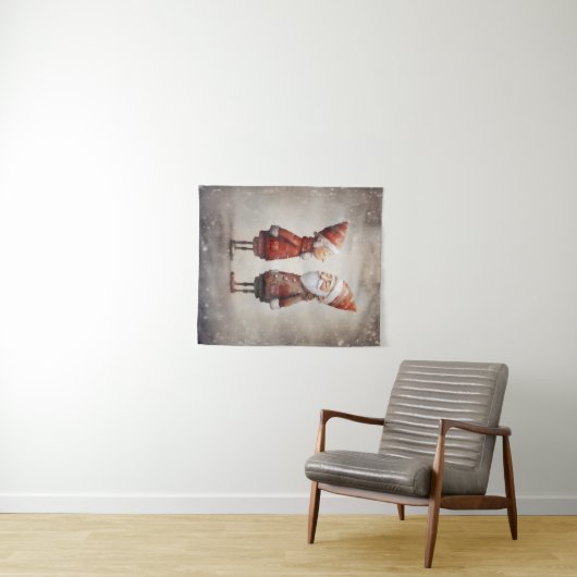 Whimsical Mrs. and Mr Claus Cartoon Wandteppich (Beispiel (Horizontal))