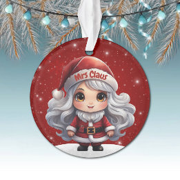 Whimsical Mrs Claus Red Sparkle Decor Xmas 🎄🤶🏻 Ornament