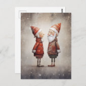 Whimsical Mrs. & Mr. Claus Cartoon Postkarte (Vorne/Hinten)